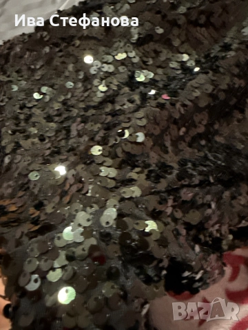 Нова зеленикав черен отенък  блестяща празнична парти официална коктейлна рокля пайети, снимка 5 - Рокли - 52631587