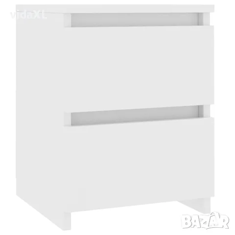 vidaXL Нощно шкафче, бяло, 30x30x40 см, инженерно дърво