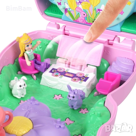 Игрален комплект Polly Pocket с аксесоари в чантичка - Зайче, снимка 3 - Кукли - 52496228