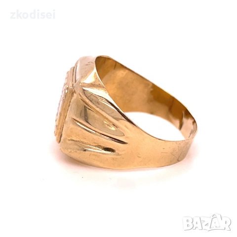 Златен мъжки пръстен 6,40гр. размер:71 14кр. проба:585 модел:38177-2, снимка 2 - Пръстени - 54038740
