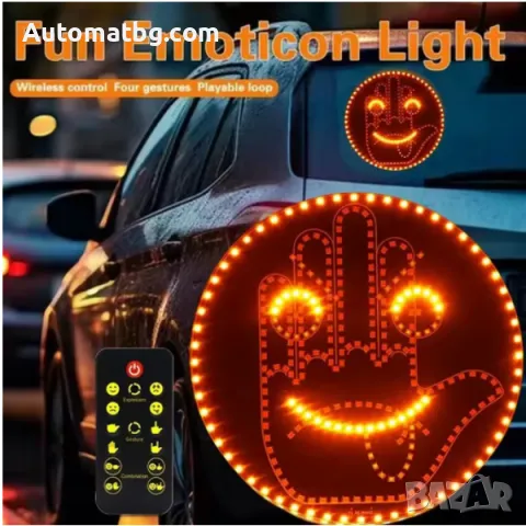 LED табела за автомобил Automat, Светеща ръка, Емоджи, снимка 4 - Аксесоари и консумативи - 48694886