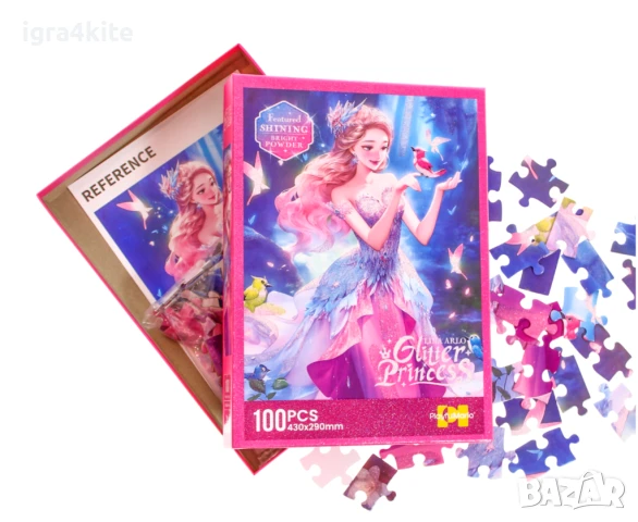 НОВО! 4 модела Луксозни блестящи пъзели с брокат 100 ч. с феи и принцесиза за момичета , снимка 7 - Игри и пъзели - 51359187