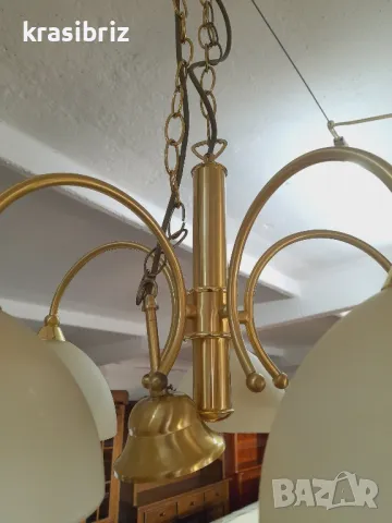 Абажур-Месинг-Стъкло-внос от Германия!, снимка 3 - Лампи за таван - 48026764