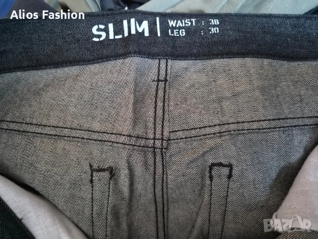 Мъжки сини дънки Slim, размер W38 L30, снимка 3 - Дънки - 56195742