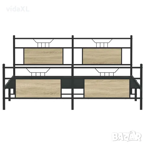 vidaXL Метална рамка за легло, без матрак, сонома дъб, 160x200 см, снимка 6 - Спални и легла - 56147059