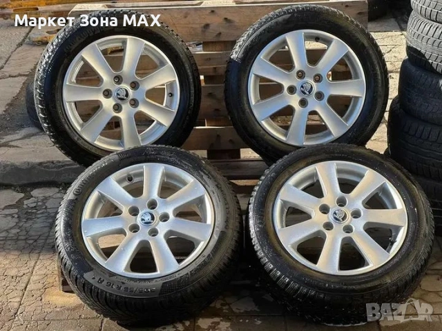 16” Оригинални джанти 5x112 + зимни гуми Continental – Skoda Octavia / Superb, снимка 2 - Гуми и джанти - 53144534