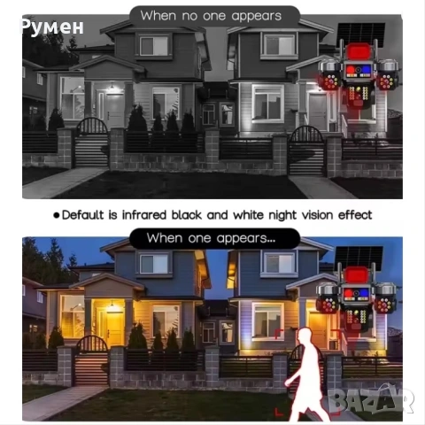 Соларна охранителна камера Sunvision – 16 MP, 3 обектива, аларма  ,  Wi-Fi , модел 28-80, снимка 4 - Камери - 53106560