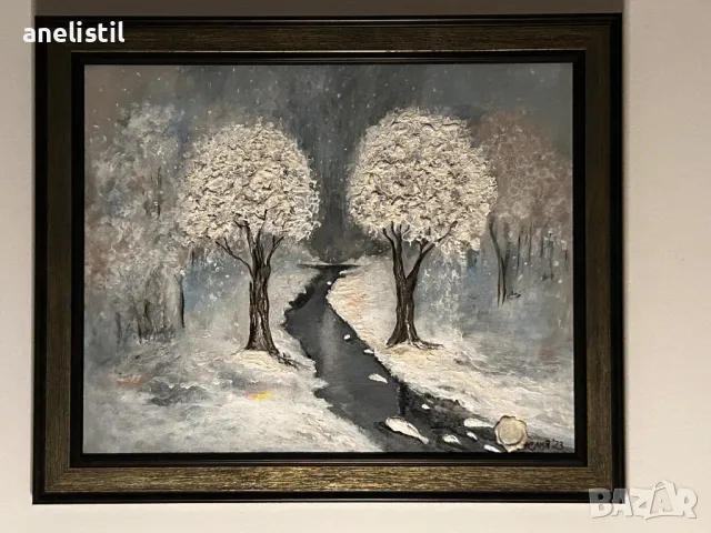 НАМАЛЕНА!!!Картина Зимна приказка, снимка 2 - Картини - 48145677
