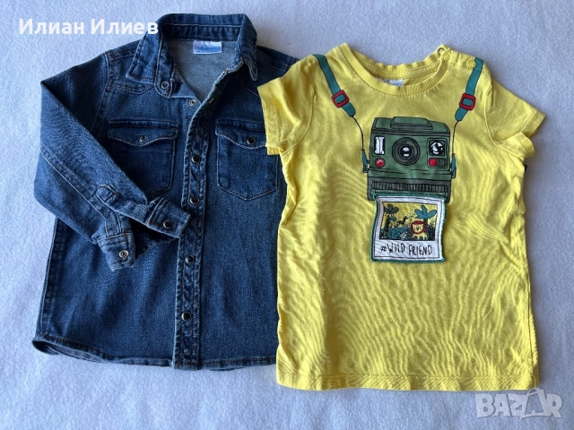 Риза и тениска 98 см/2-3 г. Подробности в “описание”.
