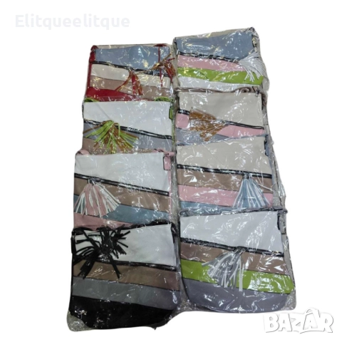 Дамска чанта с цип, цветни панели и декоративен пискюл, снимка 9 - Чанти - 52353483