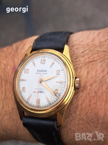 мъжки позлатен швейцарски часовник Horga, снимка 10 - Мъжки - 52510271