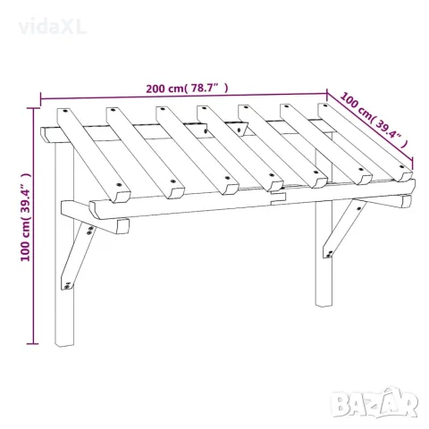 vidaXL Навес за врата, 200x100x100 см, бор масив, снимка 8 - Входни врати - 56147634
