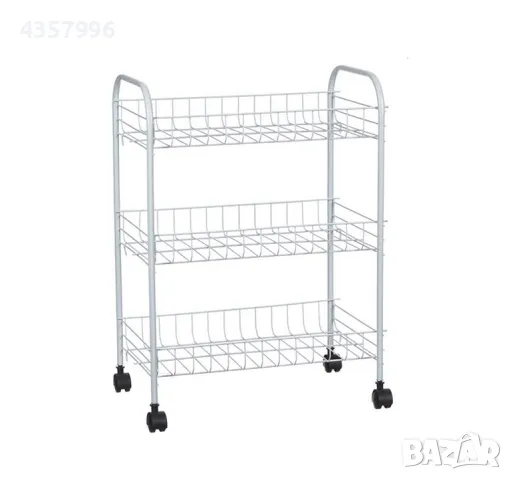 Кухненска етажерка, За съхранение, 3 рафта, На колелца, Бял , снимка 3 - Органайзери - 48875903