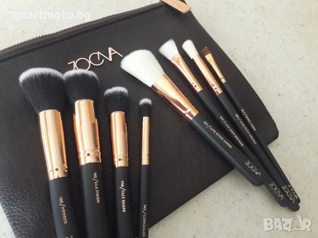 026 нов сет четки за грим Зоева 8бр с чантичка кафяво Zoeva brush set, снимка 1 - Други услуги - 42879613