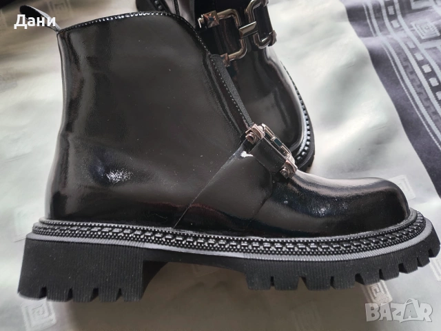 Дамски черни лачени боти , снимка 10 - Дамски боти - 53963451