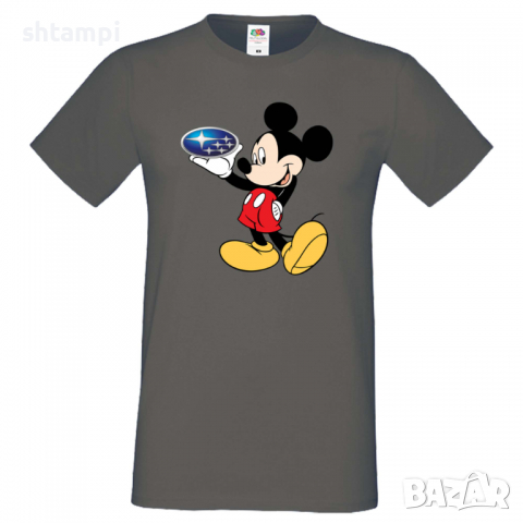 Мъжка тениска Mickey Mouse Subaru Подарък,Изненада,Рожден ден, снимка 5 - Тениски - 36577648