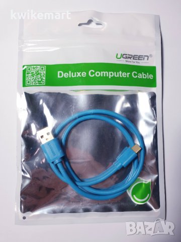 USB-C (USB Type-C) към USB кабел за зареждане UGREEN, 0.5m, син, снимка 2 - USB кабели - 31321806