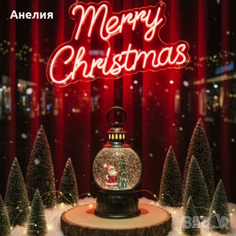 Голям Led коледен фенер с ефект на падащ сняг, снимка 2 - Декорация за дома - 52229841