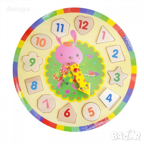 2961 Детски дървен часовник пъзел играчка, снимка 7 - Игри и пъзели - 37629120