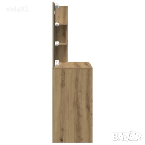 vidaXL Тоалетка с LED, дъб артизан, 60x40x140 см, снимка 8 - Тоалетки - 56148315