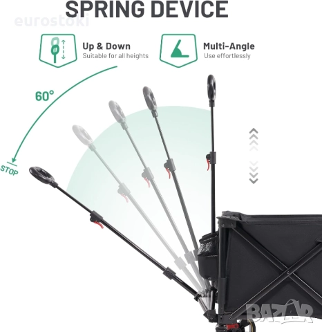 Удължена сгъваема фестивална количка TIMBER RIDGE със спирачки и товарна мрежа, 300 литра, количка , снимка 7 - Къмпинг мебели - 52776921