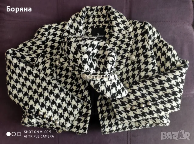 Sara Sweidan палто пепит с шапка комплект, снимка 15 - Палта, манта - 50057263