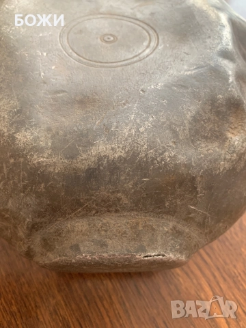 Османска калаена манерка XVIII–XIX век – масивна, антикварна, снимка 4 - Антикварни и старинни предмети - 51632404