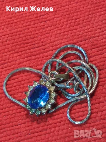 ПОСРЕБРЕНИ МЕДАЛЬОН и ЛАНЧЕ КОЛИЕ БЛАГОРОДНА СТОМАНА с ЮВЕЛИРНО ФАСЕТИРАН СИН и БЯЛ ЦИРКОН 49781, снимка 11 - Колиета, медальони, синджири - 50191769