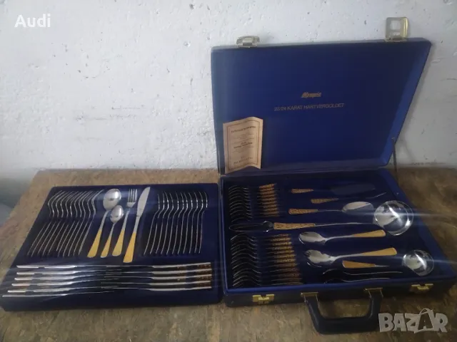 Комплект прибори за хранене 24 карата златно покритие 70 броя  Olympia 23/34  KARAT  HARTVERGOLDET К, снимка 12 - Прибори за хранене, готвене и сервиране - 49137874