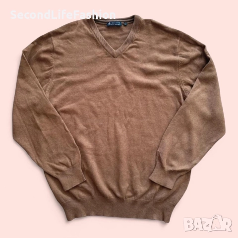 Мъжки пуловер Baileys Scottish, кафяв от памучна вълна размер XXL