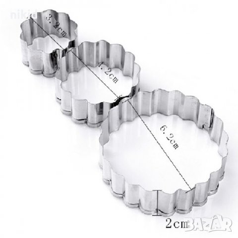 3 бр кръг кръга къдрави за направа на цвете Карамфил метални резци форми сладки фондан резец форма, снимка 2 - Форми - 30129414