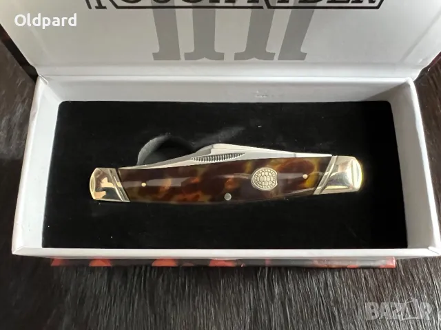 Колекционерски джобен сгъваем нож с три остриета Stockman Imitation Tortoise.  (Rough Ryder) RR2439, снимка 6 - Ножове - 48644281