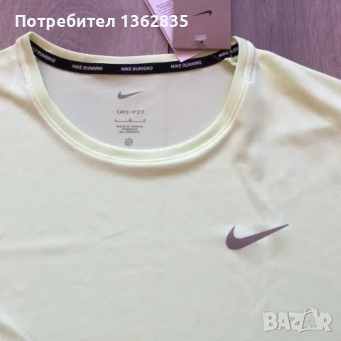 НОВА оригинална електриково зелена тениска бягане NIKE Running Dri-Fit с UV филтър размер L от САЩ, снимка 7 - Тениски - 56117116