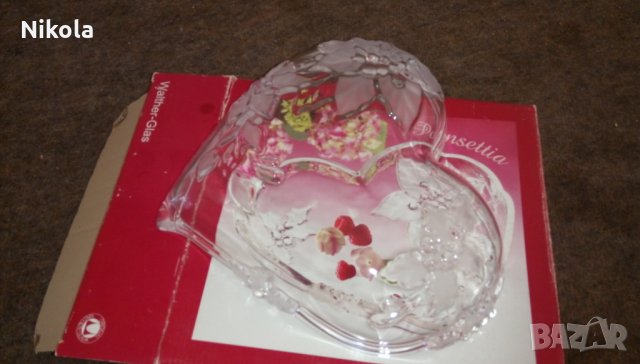 Декоративна купа - поднос с формата на сърце Walther Glas Herzschale, снимка 5 - Чинии - 29545658