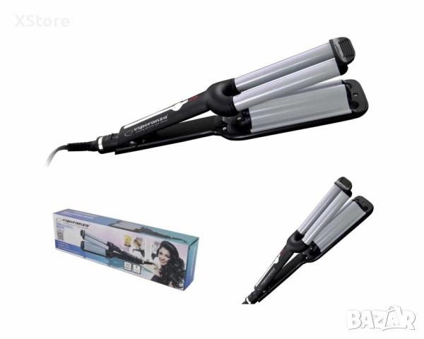 Ретро преса за коса Esperanza Isabella EBL013, 55W, Керамично покритие, 200 C, Черен/сив, снимка 8 - Преси за коса - 52593155