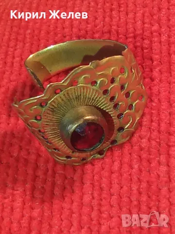 СТАРИНЕН АЖУРЕН МЕСИНГОВ РЕТРО ПРЪСТЕН с ГРАНАТ и НУЖДА от ЛЕКА РЕСТАВРАЦИЯ / РЕМОНТ 39846, снимка 14 - Антикварни и старинни предмети - 46496415
