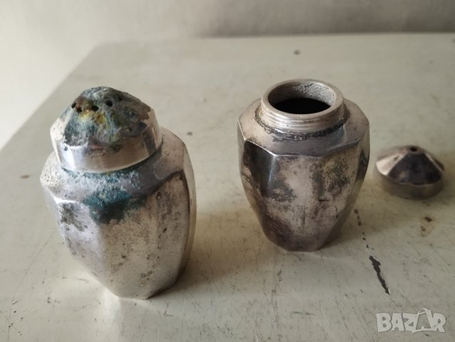 посребрени метални солници арт деко-комплект, снимка 3 - Други ценни предмети - 42699677