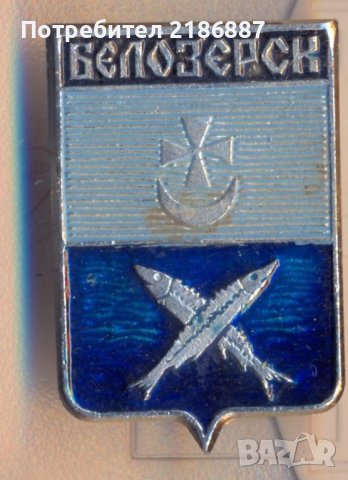 Значок. Знак. Герб Город Белозерск, снимка 1