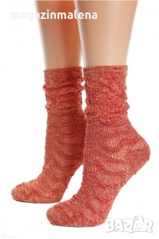 Philippe Matignon ръженочервени женски къси фигурални чорапи от вискоза Филип Матинон