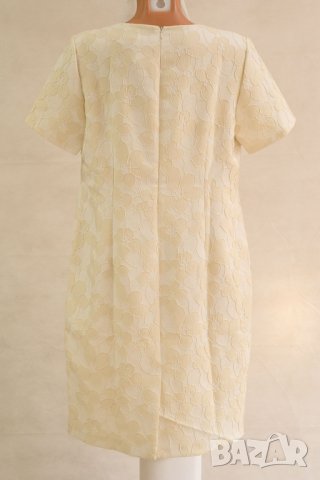 Рокля в цвят екрю и бежово с флорални мотиви Margo Collection - M, снимка 3 - Рокли - 42638602