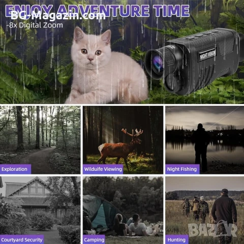 Мощен монокъл за нощно виждане уред за лов наблюдение на птици животни туризъм охрана нощен бинокъл, снимка 13 - Екипировка - 50931143