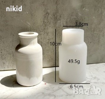 3D Голяма тясна ваза шише на резки силиконов молд форма фондан свещ гипс шоколад декор смола, снимка 1 - Форми - 40872499