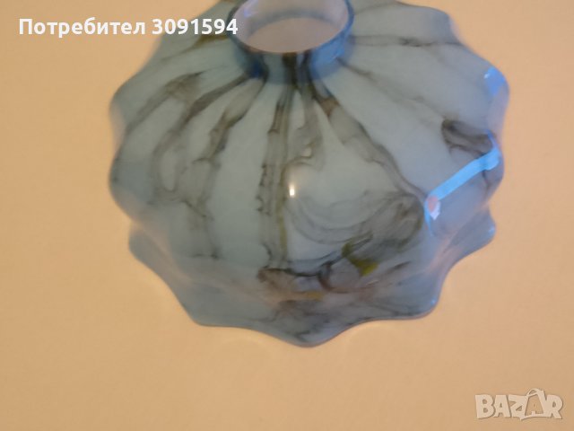 1920г-1930г Арт Деко абажур за лампа полилей двопластово къдраво стъкло, снимка 4 - Антикварни и старинни предмети - 42793577
