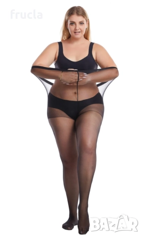 Фин Чорапогащник Размер Плюс - Черно, снимка 2 - Бельо - 52129508