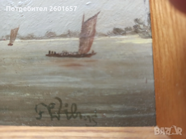 Стара авторска западноевропейска картина., снимка 3 - Картини - 51937839