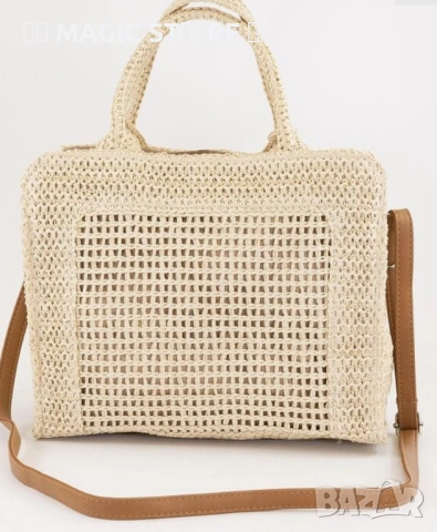 Дамска плетена чанта от еко кожа текстил, снимка 3 - Чанти - 54172649