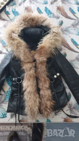 Дамско кожено яке от естествен косъм, снимка 5 - Якета - 47821810