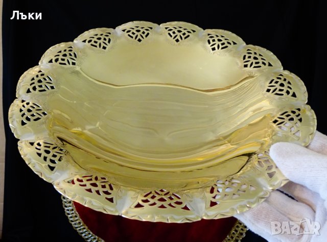 Бронзова фруктиера 26 см.,ажур,релеф,барок. , снимка 6 - Антикварни и старинни предмети - 39999015