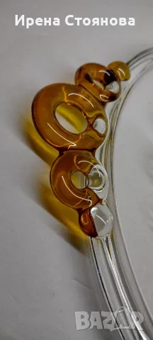 Винтидж чиния за торта/плато, кристално стъкло Walther Crystal Glas, серия Campana,  1970 , снимка 5 - Чинии - 47918321