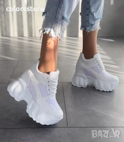 Кецове на платформа - бели - PA90